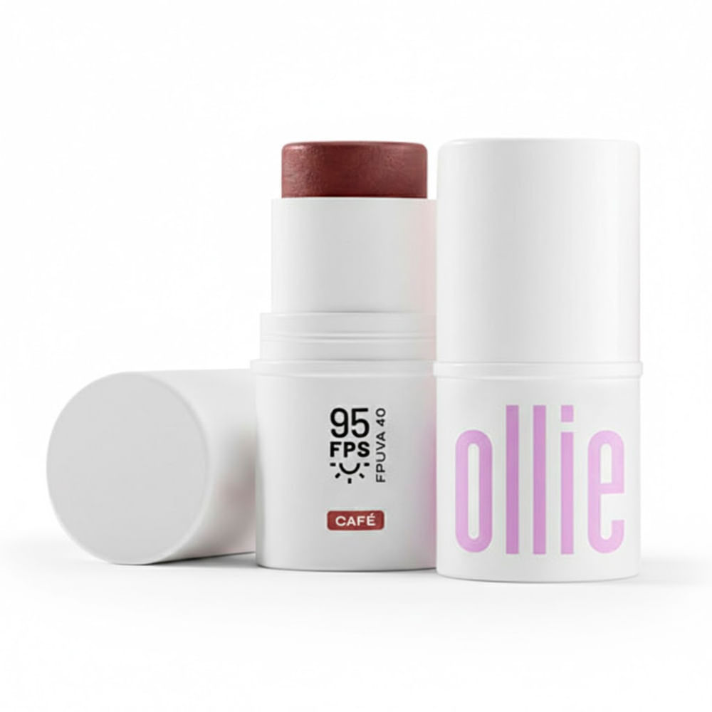 Bastão Ollie 3 em 1 Blush Batom e Sombra FPS 95 Cor Café 4,5g