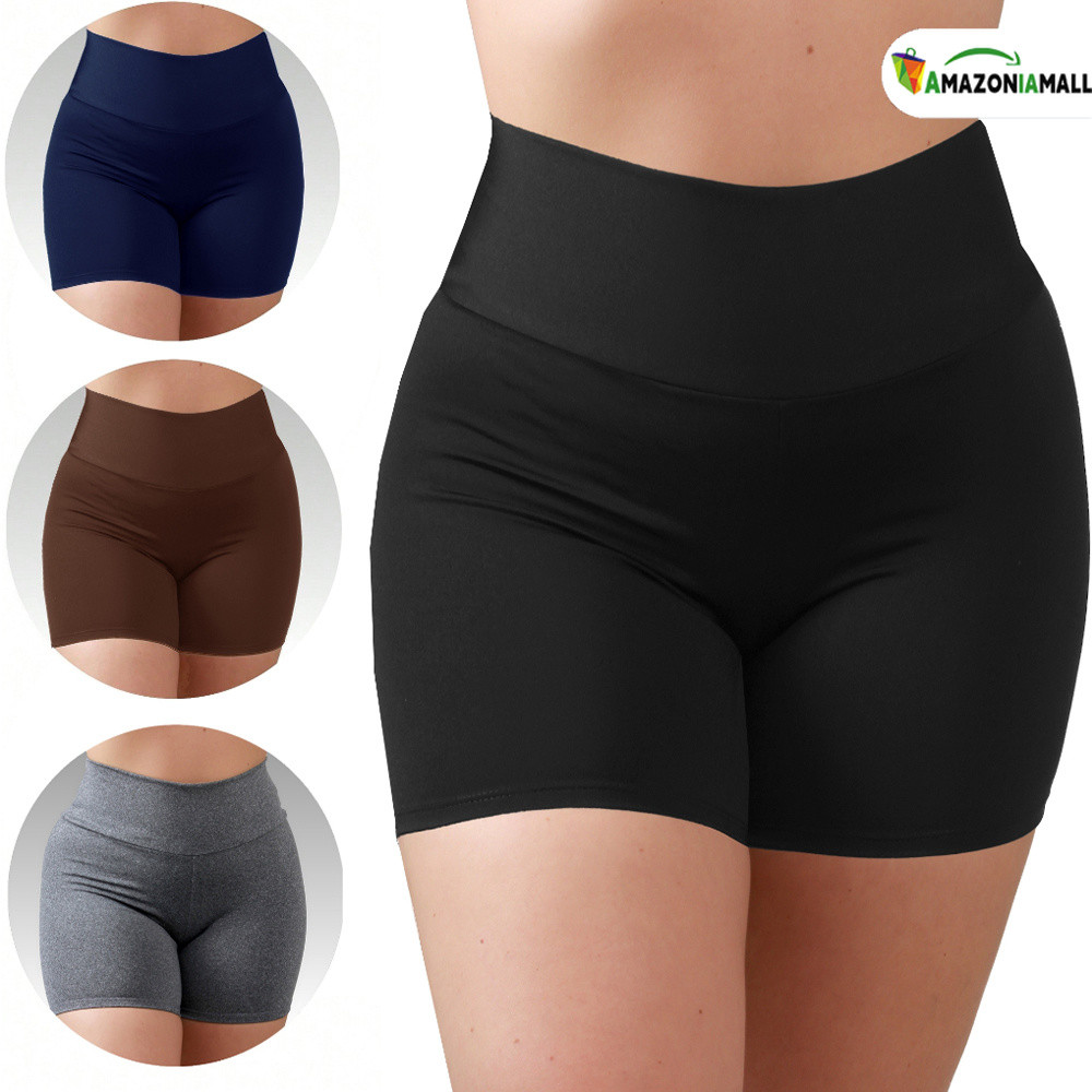 Shorts de Academia Canelado Poliamida – Zero Transparência, Cintura Ultra Alta, Compressão Suave – Feminino P/M e G/GG