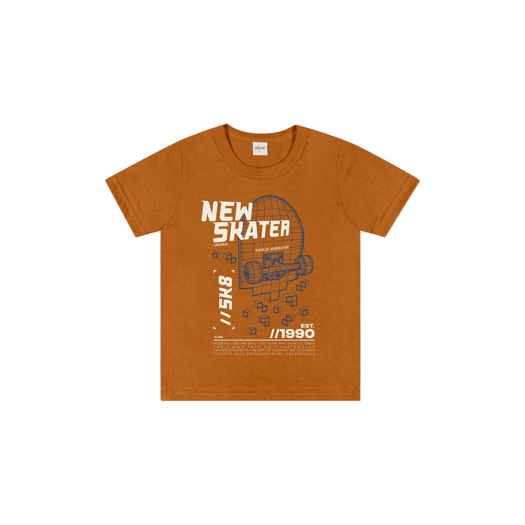 Camiseta Infantil Menino Estampa Relevo Elian Marrom