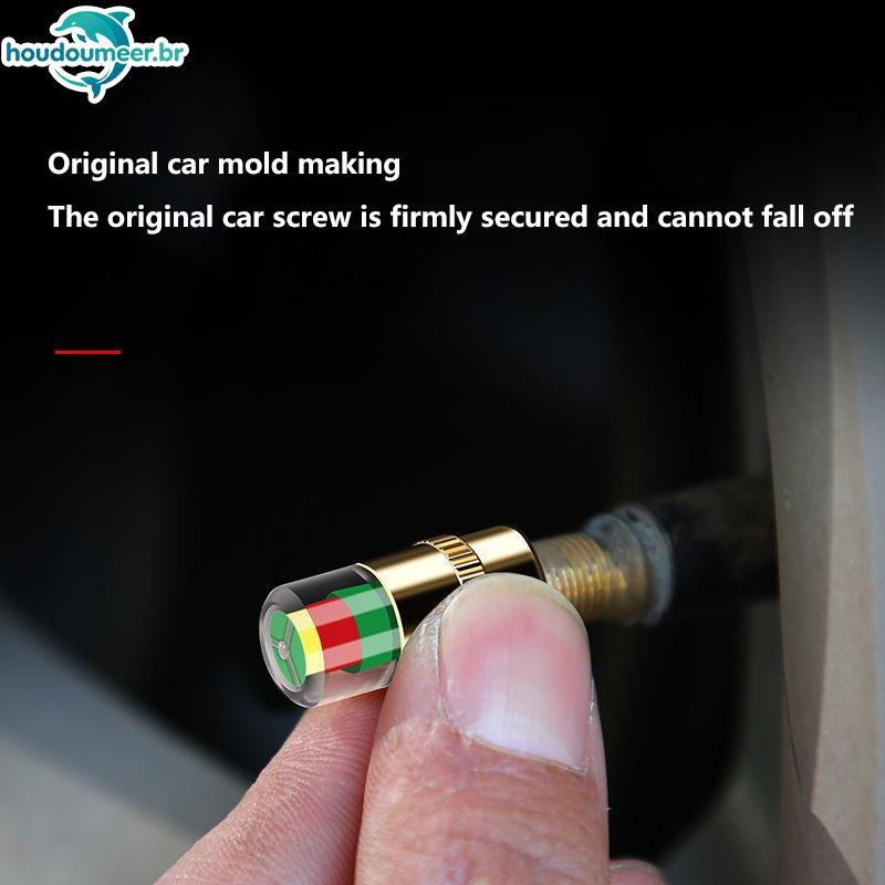 HOUDO DIY Indicador De Medidor De Pressão De Pneu De Carro Conjunto De Sensor De Tampa De Válvula De Monitoramento De Al