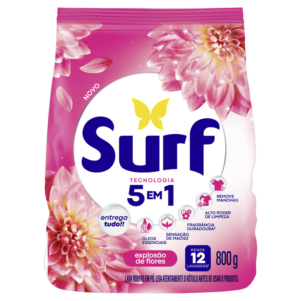SURF Lava Roupas Sanitizante Em Pó 5 Em 1 Rosas E Flor De Lis 800g