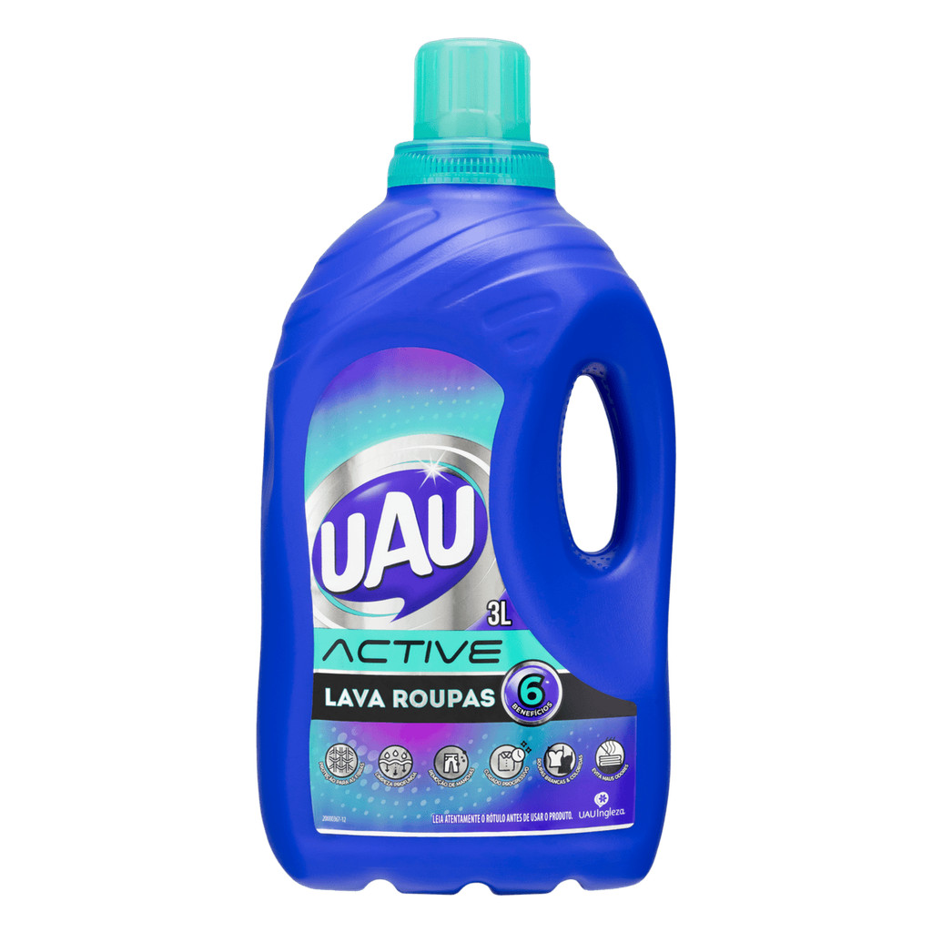 UAU Lava roupas líquido roupas brancas e coloridas Active 3L