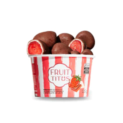 Fruit-Titüs Morangos banhadas em chocolate branco e ao leite 125g