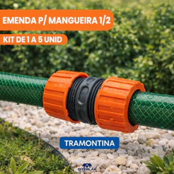Emenda Mangueira Jardim Engate Rapido 1/2 Tramontina Reparador Adaptador Conector Plastico