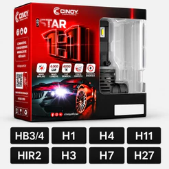 Kit Super LED Cinoy Star Farol Automotivo 6000K 12V 60W - Múltiplos Encaixes H1 H4 H7 H11 HB4