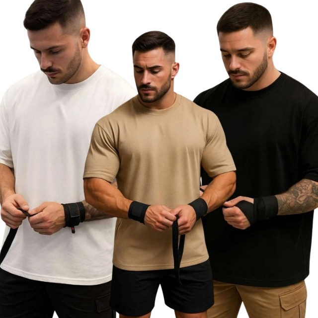 KIT 3 Camisetas Oversized LISAS Masculina Premium 100% Algodão Streetwear Estilo Casual Moda