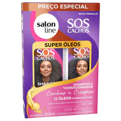 Kit Salon Line Shampoo 300ml + Condicionador 200ml SOS Cachos Super Óleos
