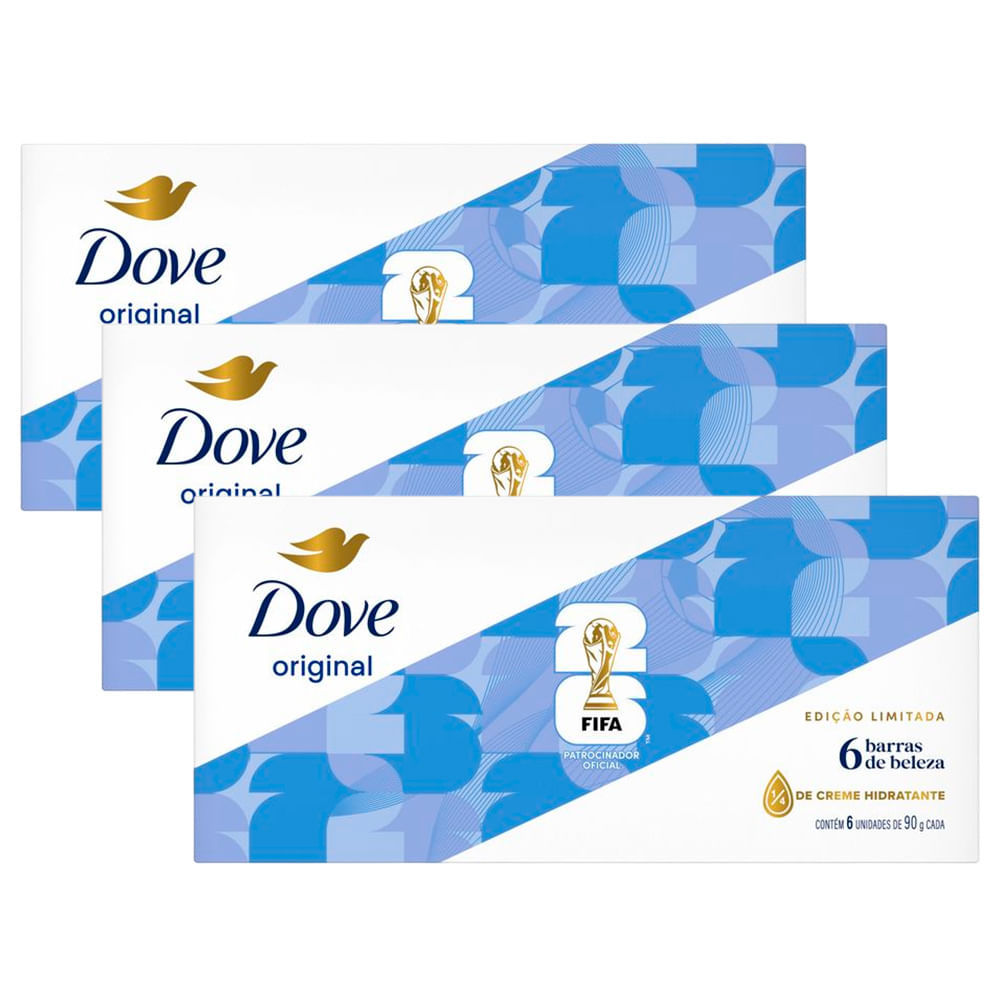 Kit 3 Sabonetes Em Barra Dove Original Branco 90g 6 Unidades