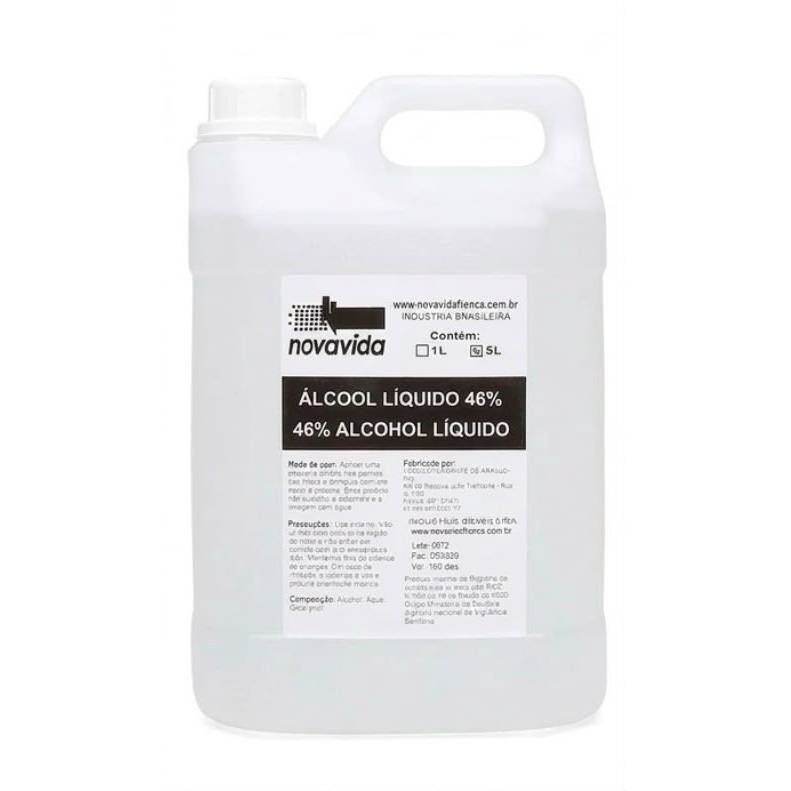 Álcool Liquido 46% para Uso Geral, Limpeza, Higienização