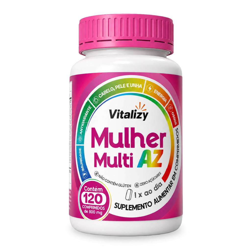 Multivitamínico Mulher 120 Comprimidos Polivitamínico Completo Vitaminas e Minerais de A a Z 800mg Vitalizy