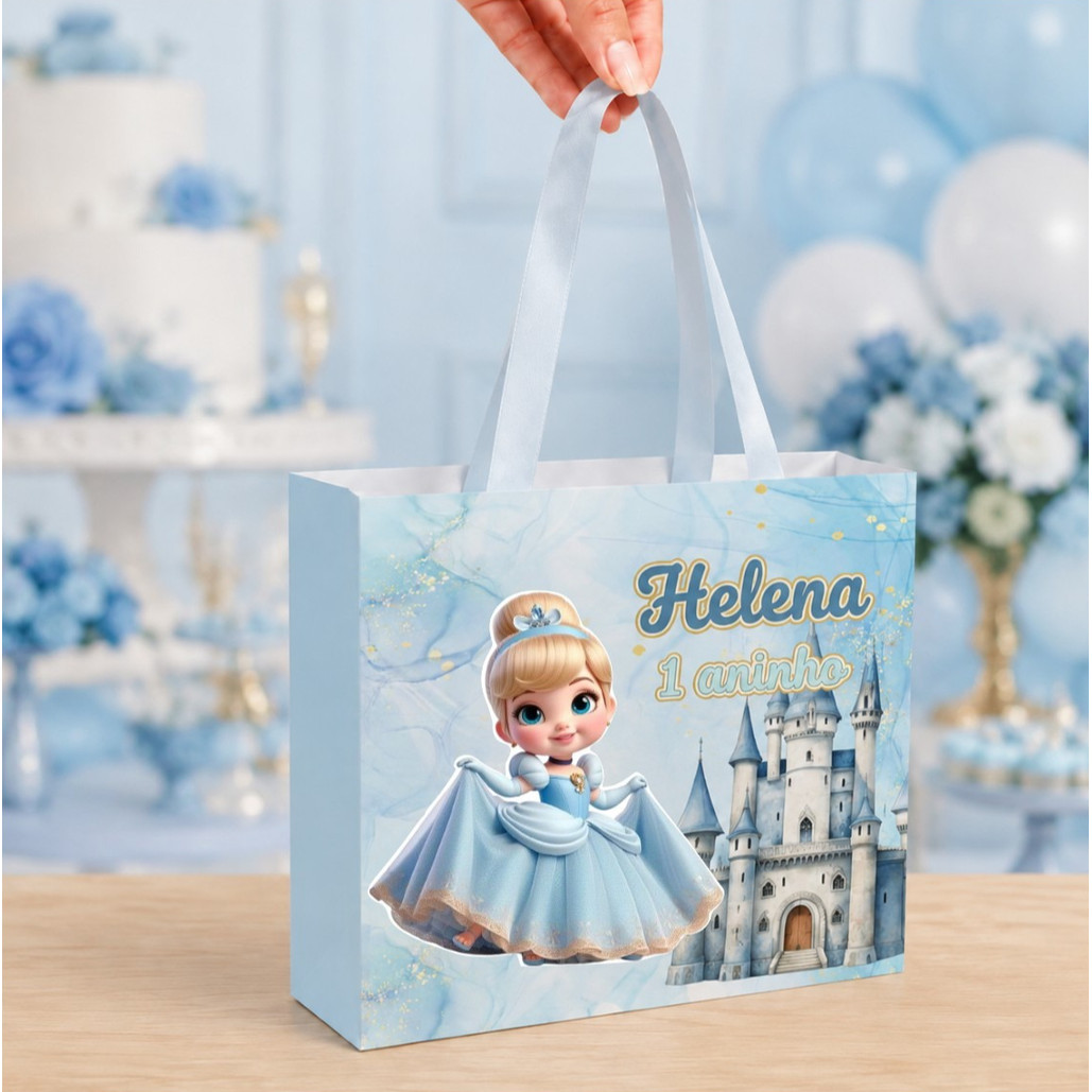 Sacolinha grande personalizada CINDERELA BABY - lembrancinhas de festa infantil