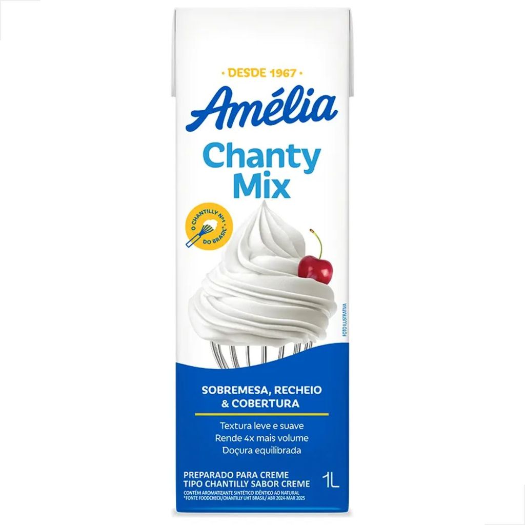 Chantilly Amelia Chanty Mix Tradicional 1L Vigor Confeitaria Creme Para Bater Bolo
