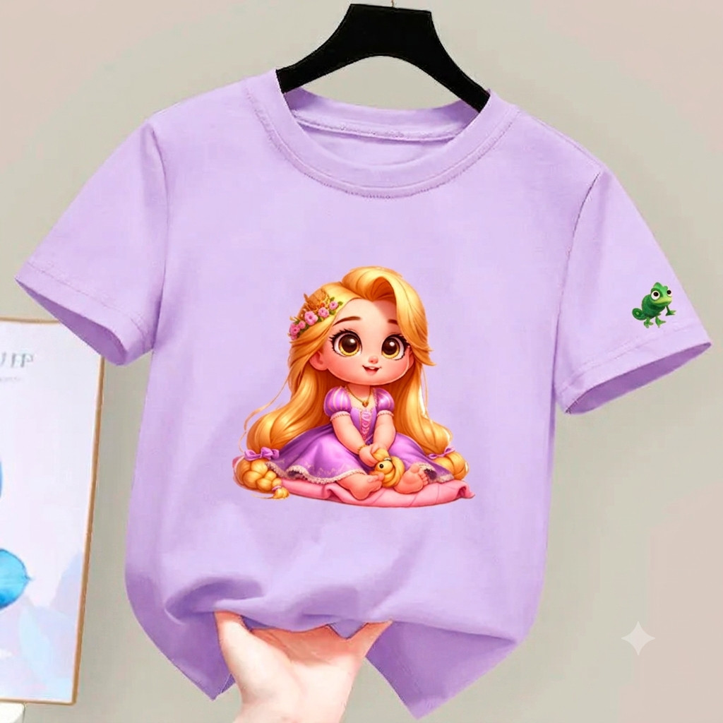 Camiseta Infantil Feminina Estampada, Princesa Encantada, Algodão, Confortável, Linda e Estilosa.