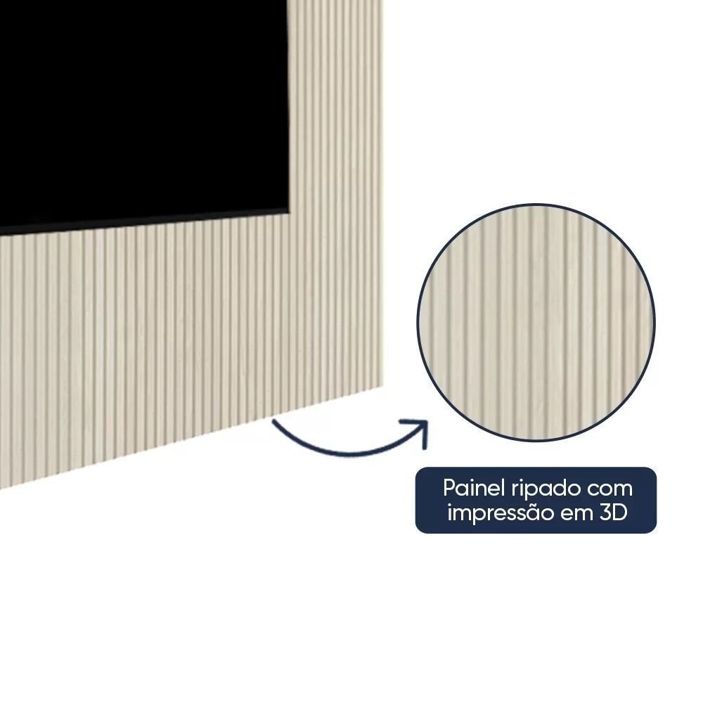 Painel para TV até 90 Polegadas com LED 100% MDF 224CMX250CM Impressão Ripada Requinte Branco Off White · foto 2