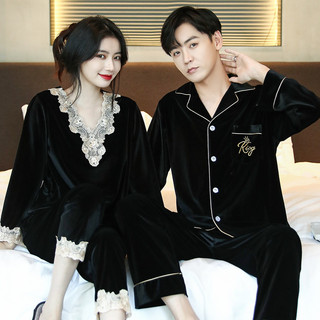 Casal pijamas primavera outono masculino ouro veludo Plus Size Loungewear estilo fino feminino outono inverno 2026 novo 
