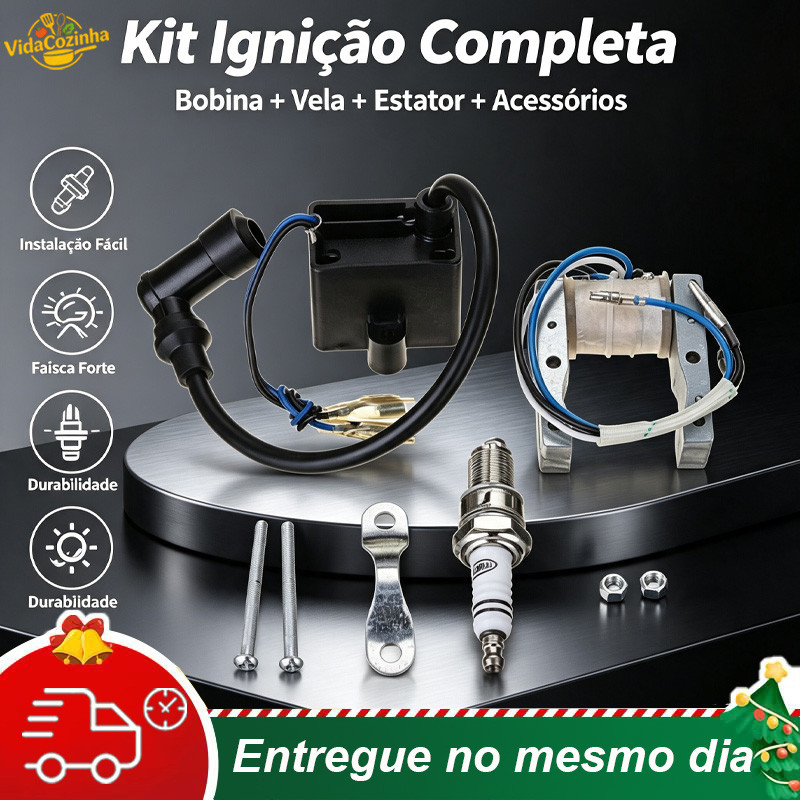 Kit Bobina Magneto, CDI e Vela para Bicicleta Motorizada Modelo  Motores 49cc e 80cc Peças de Ignição