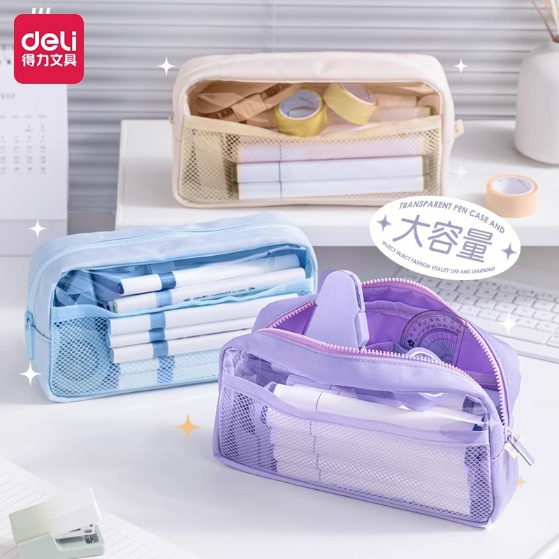 Deli 66771B Estojo para lápis de alta aparência Pequeno Museu do coração para meninas frescas Bolsa de papelaria multifu