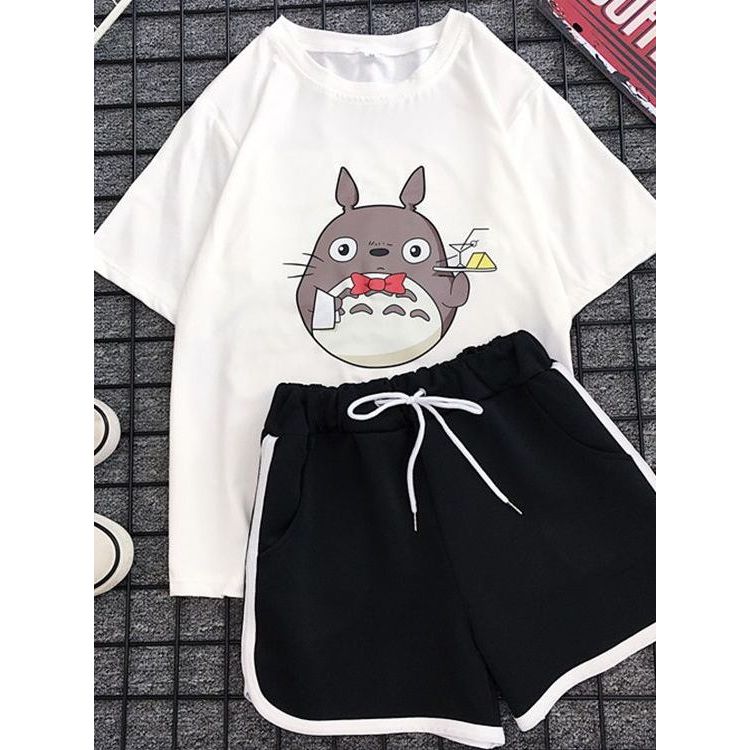 Influenciador pijamas Super quentes de venda quente terno de duas peças feminino estudante solto tamanho grande Shorts d
