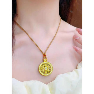 Areia ouro diamante oito tesouro bússola pingente colar feminino banhado a ouro cor rotativa camisola corrente luz luxo 