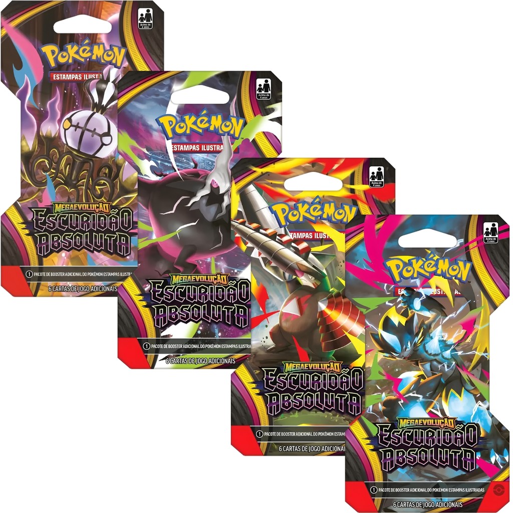 Blister Unitário Pokémon TCG ME05 Mega Evolução Escuridão Absoluta 6 Cartas Original Copag
