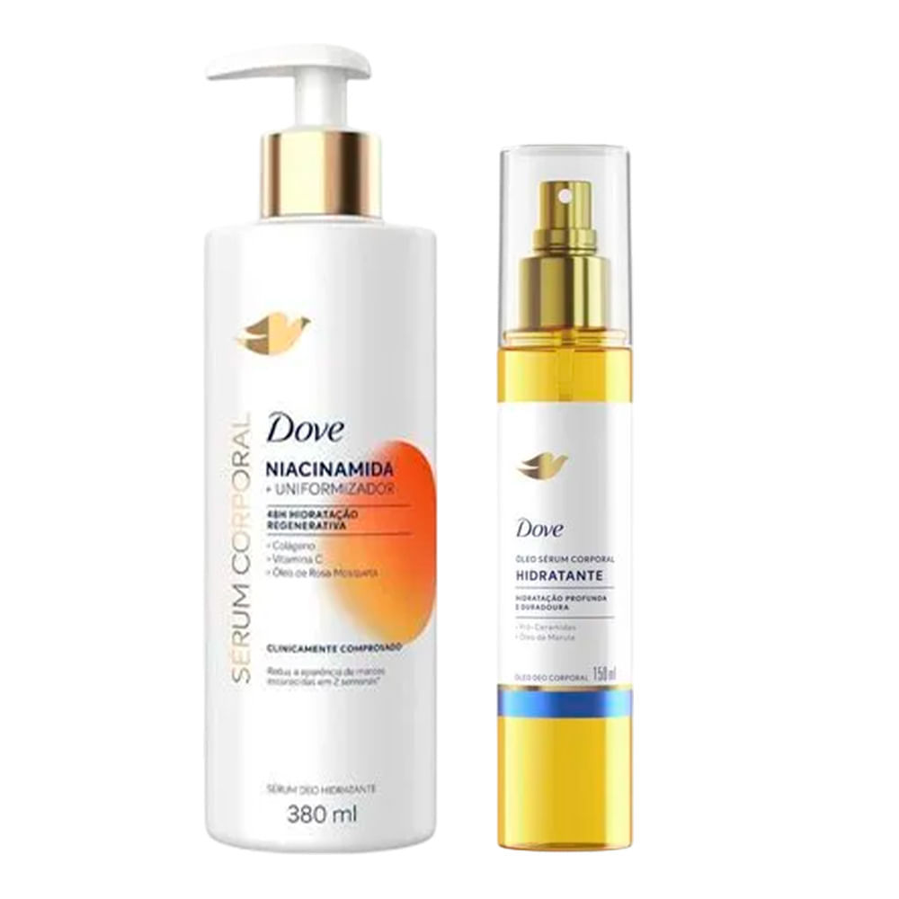 Kit Dove Sérum Hidratante Corporal Niacinamida + Uniformizador 380ml + Óleo Sérum Corporal Hidratante 150ml