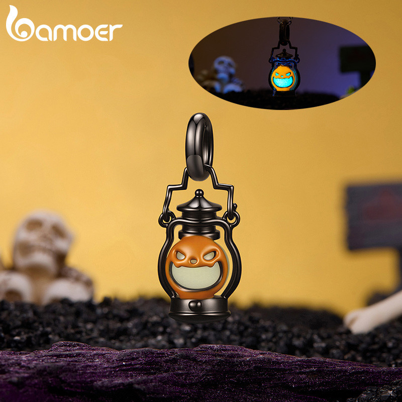 Bamoer Gótico Encantos Pingente Jack-o'- Lanterna Acessórios Pulseira DIY Para Presente Feminino