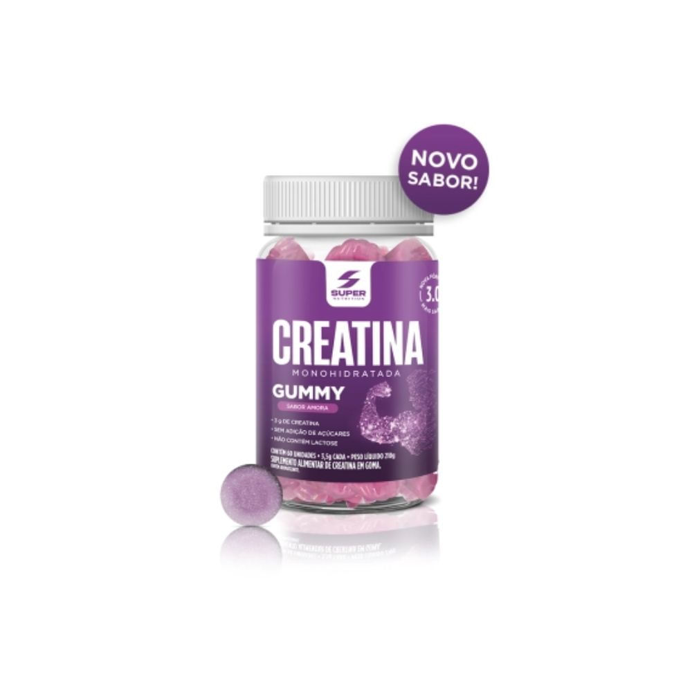 Creatina Super Nutrition Monohidratada Gummy Sabor Amora com 60 Gomas — imagem 2 de 2