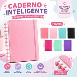 Caderno Inteligente A4 A5 com Discos Capa Dura 80 Folhas Pautadas Planner Escolar