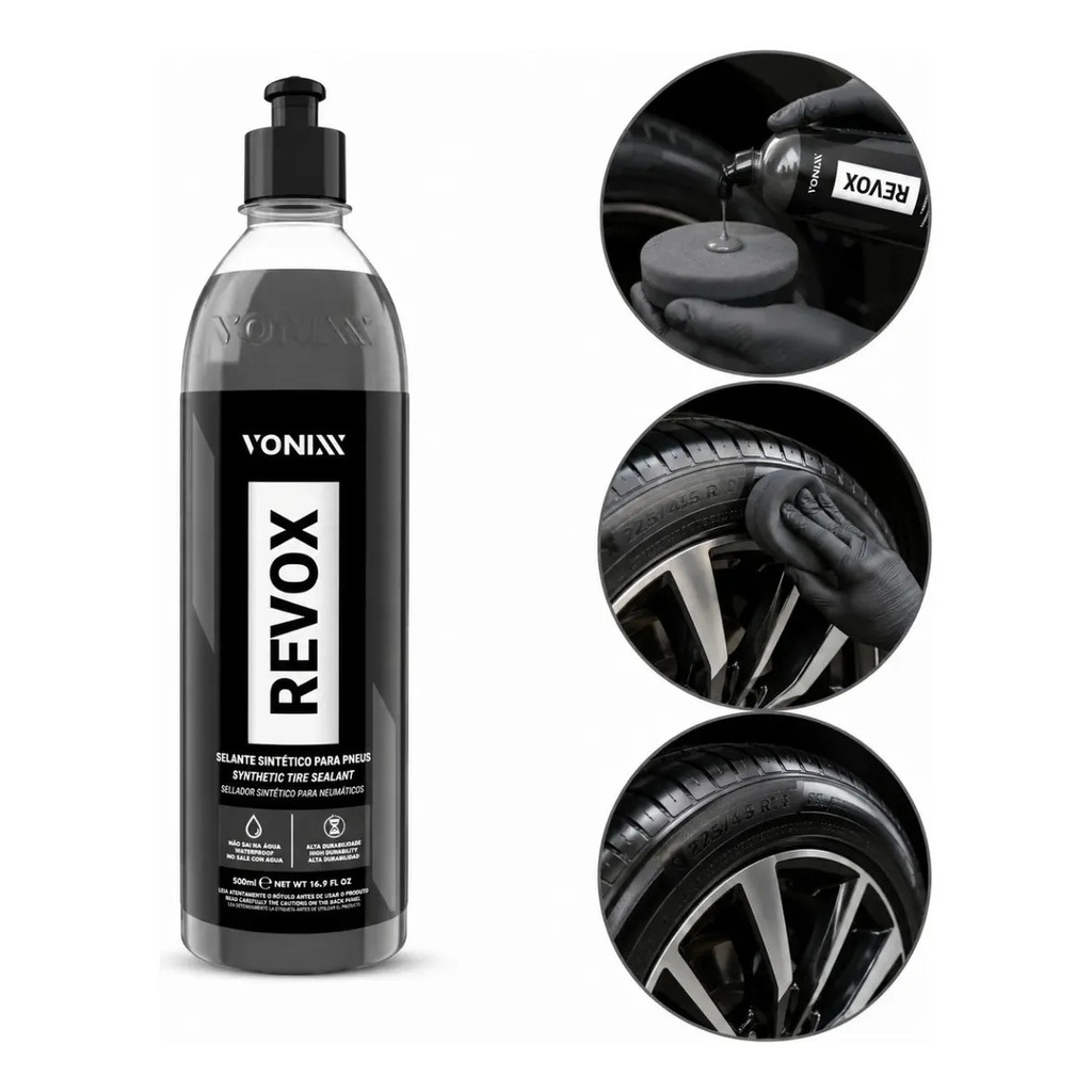 Revox Selante Pneu Pretinho Vonixx 500ml Resistente À Água