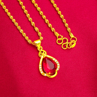 Moda jóias meninas pingente vermelho feminino pontilhado diamante colar pingente ondulação de água feminino gota de água