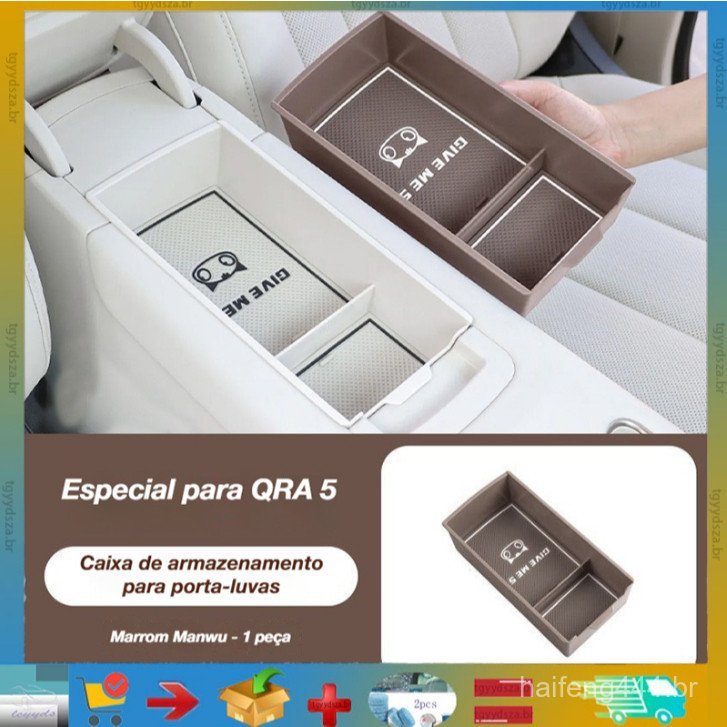Adequado para GWM ORA 5, Caixa de Armazenamento para Console Central, Organizador em Camadas, Almofada de Assento