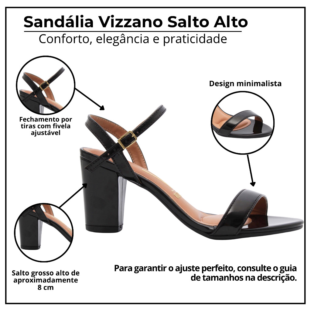 Sandália Feminina Vizzano Conforto Estilo com Salto Médio Grosso · foto 2