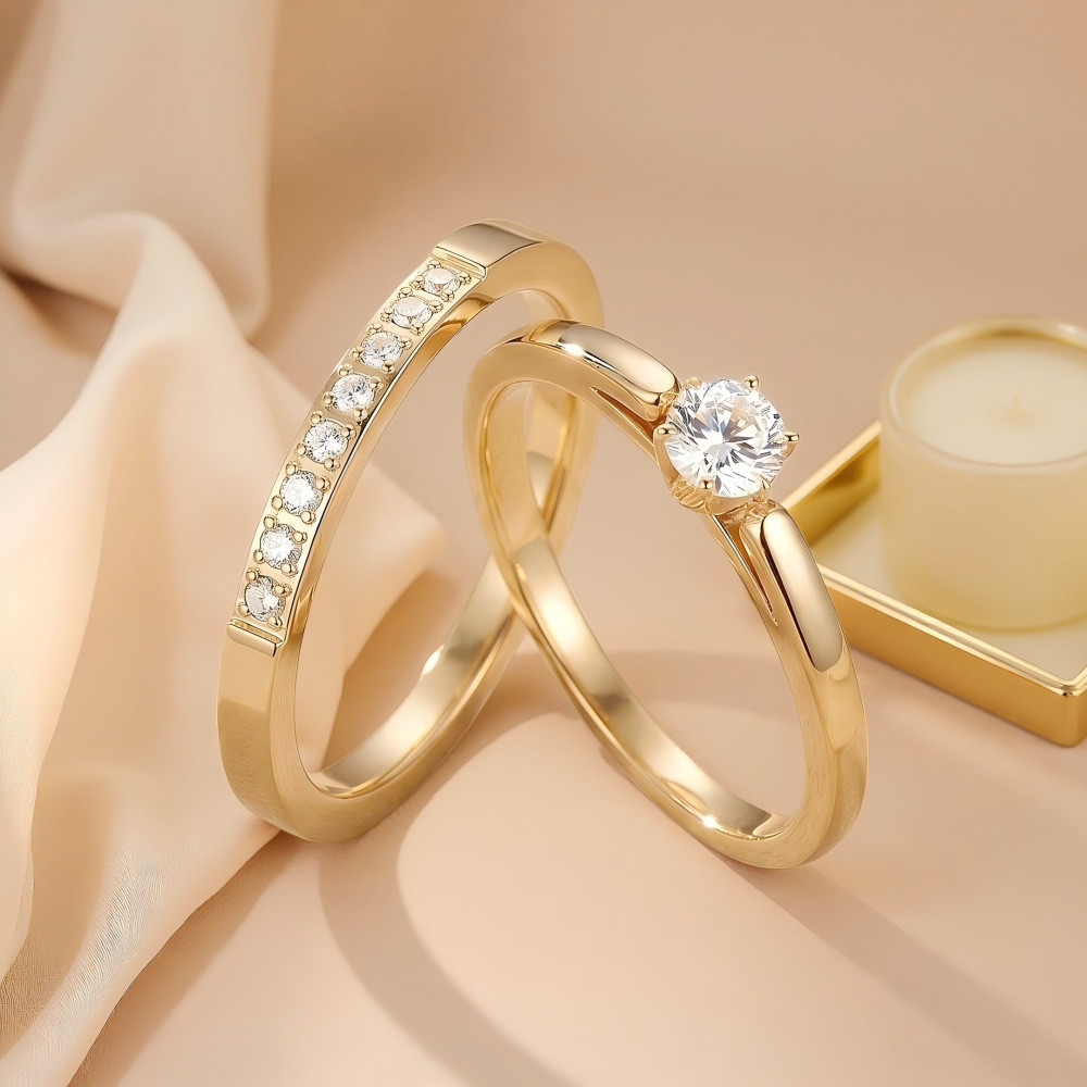 Anel Micro-conjunto zircão anel de aço inoxidável feminino nicho Design empilhado titânio aço casal anel de diamante