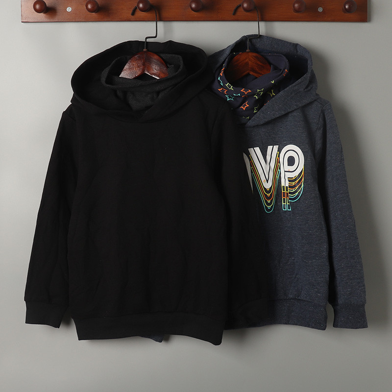 Comércio exterior pequenas crianças meninos meninas crianças primavera outono pulôver moletom com capuz interior fino ve