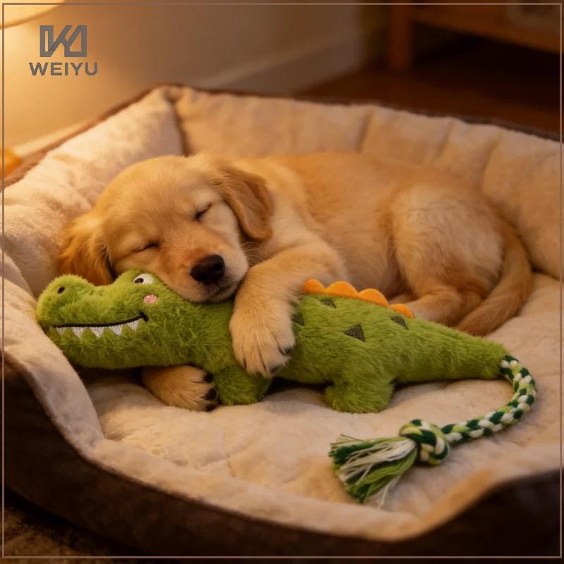 WEIYU Brinquedo De Crocodilo Indestrutível Para Cães , Pelúcia Com Nó , Design Animal , Mastigar Animais De Estimação ,