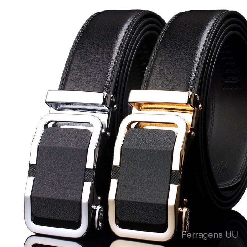 Cinto Masculino Q8OP de Couro Genuíno com Fivela Automática, Cinto Casual e Versátil para Calças de Couro Masculino 8.31