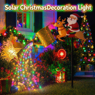 2027 Luzes Solares De Decoração De Natal , Regador De Papai Noel E Renas De Fadas Estaca De Quintal À Prova D'água Luz D