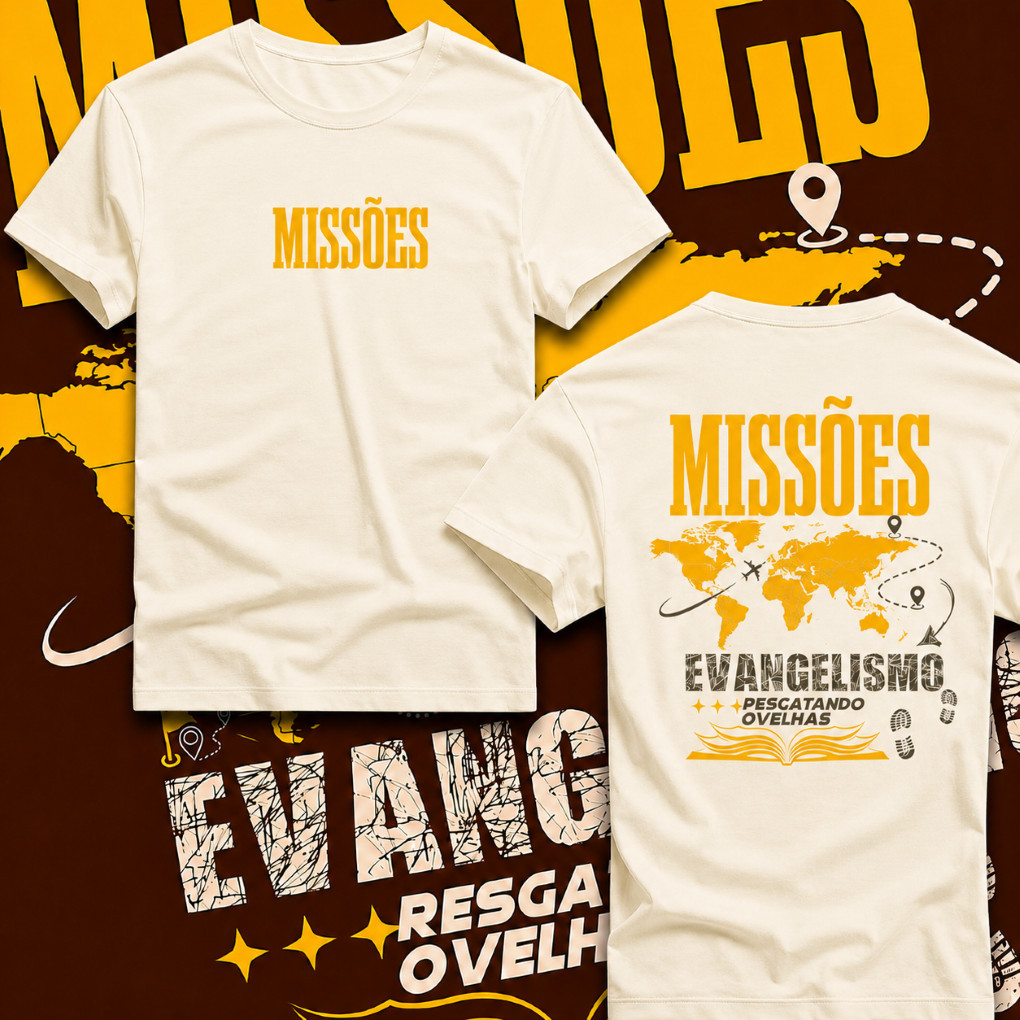 Camiseta Unissex T-shirt Cristã ''MISSÕES'' Alta Qualidade 100% Algodão Premium Envio Imediato