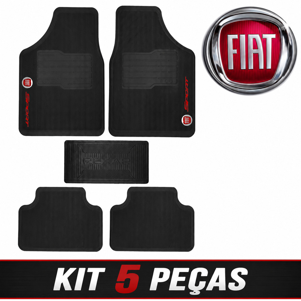 Tapete Automotivo Carro Fiat 5 peças Borracha Universal Palio Uno Argo Siena Mobi Punto Toro Cronos Doblo