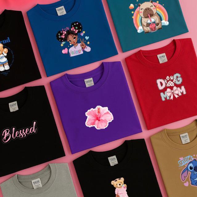 kit 5 Camisetas Juvenil Menina infantil blusas- Peças alta qualidade de Roupas Cores e estampas variadas sortidas