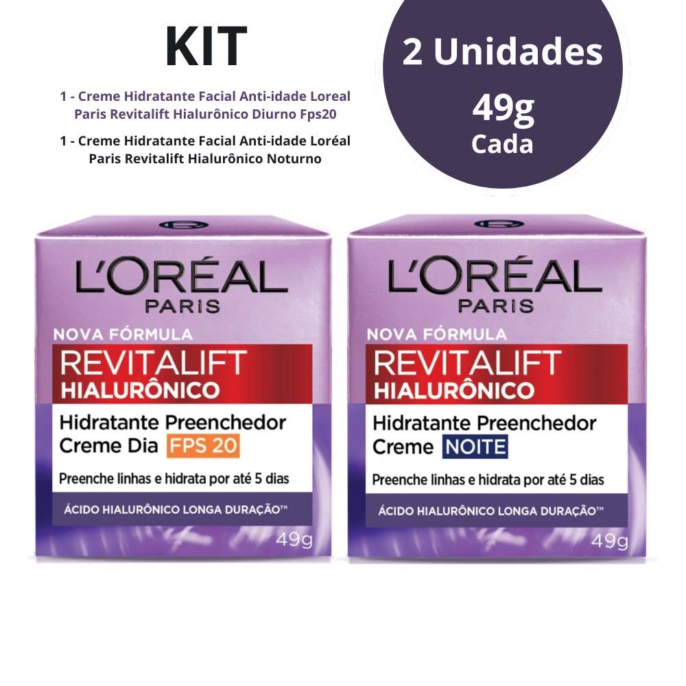 Kit L'Oréal Revitalift Hialurônico Noturno + Diurno 49g cada