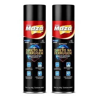 Kit 2 Tintas Spray Para Ferrugem Preto Maza Anticorrosiva Pintura Metal Proteção Contra Ferrugem Acabamento