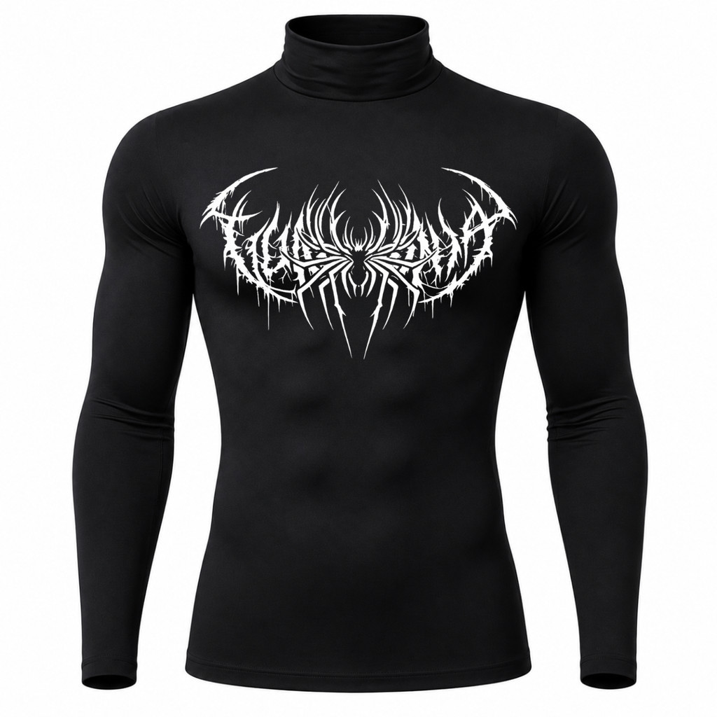 Camiseta Compressão Proteção Uv 50+ Segunda Pele Manga Longa Gola Alta Cyber Spider Rash Guard