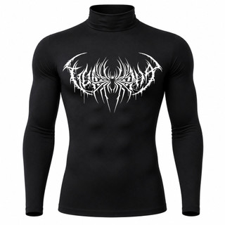 Camiseta Compressão Proteção Uv 50+ Segunda Pele Manga Longa Gola Alta Cyber Spider Rash Guard