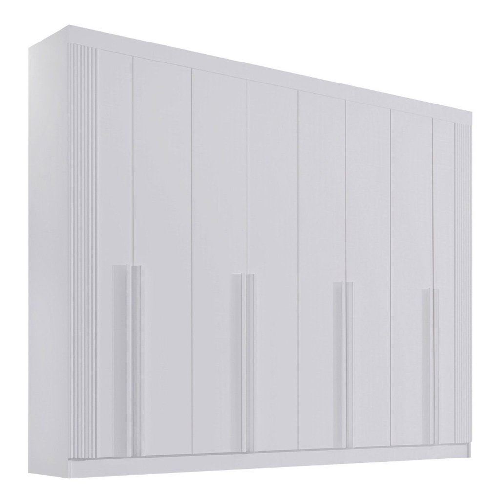 Guarda-Roupa Casal 100% MDF 8 Portas 8 Gavetas Império Ripado Branco Branco · foto 2