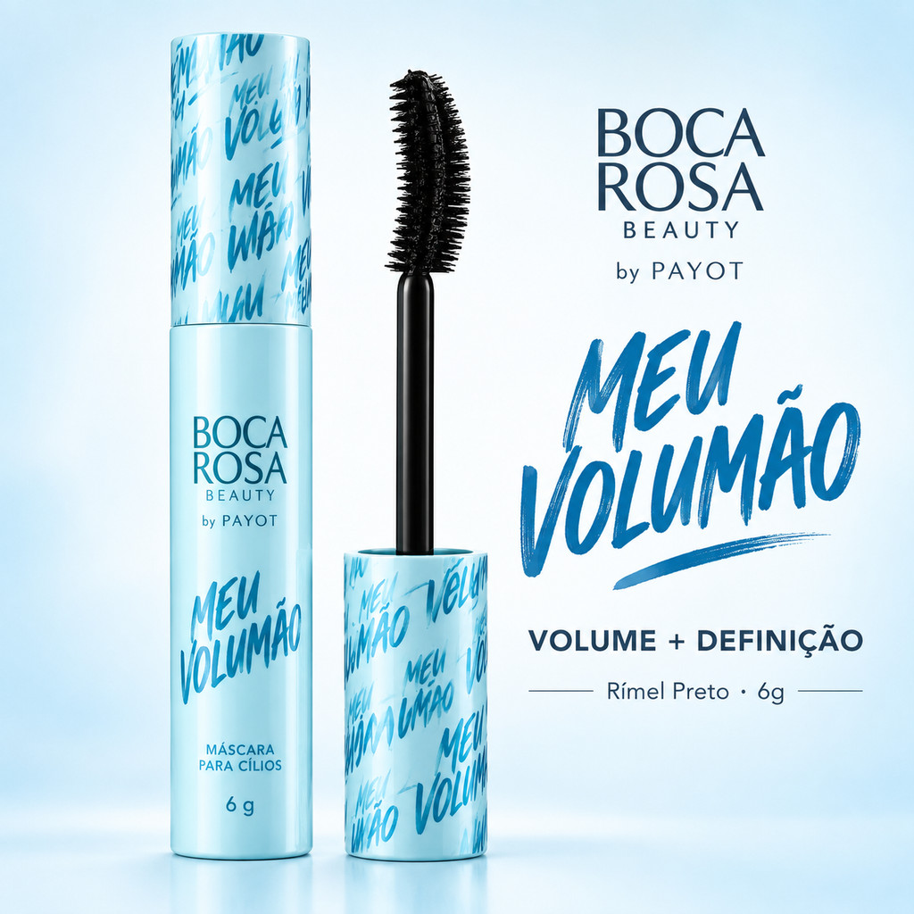 Máscara para Cílios Boca Rosa Meu Volumão Payot Rímel Preto Volume e Alongamento 6g