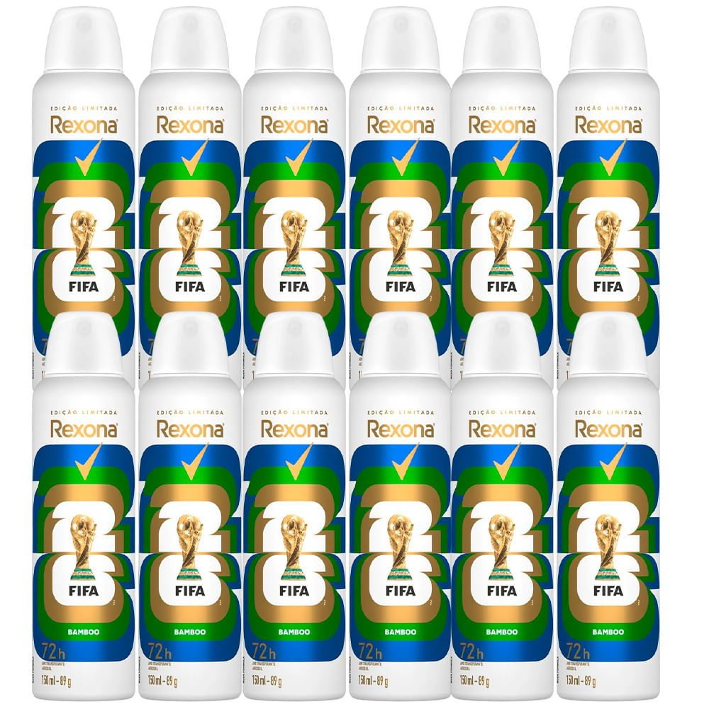 Kit Desodorante Aerosol Rexona Bamboo 150ml - 12 Unidades