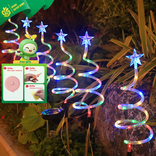 Solar um a três árvore espiral estrela de cinco pontas piso Plug-In luz IP54 à prova dip54 água ao ar livre pátio gramad