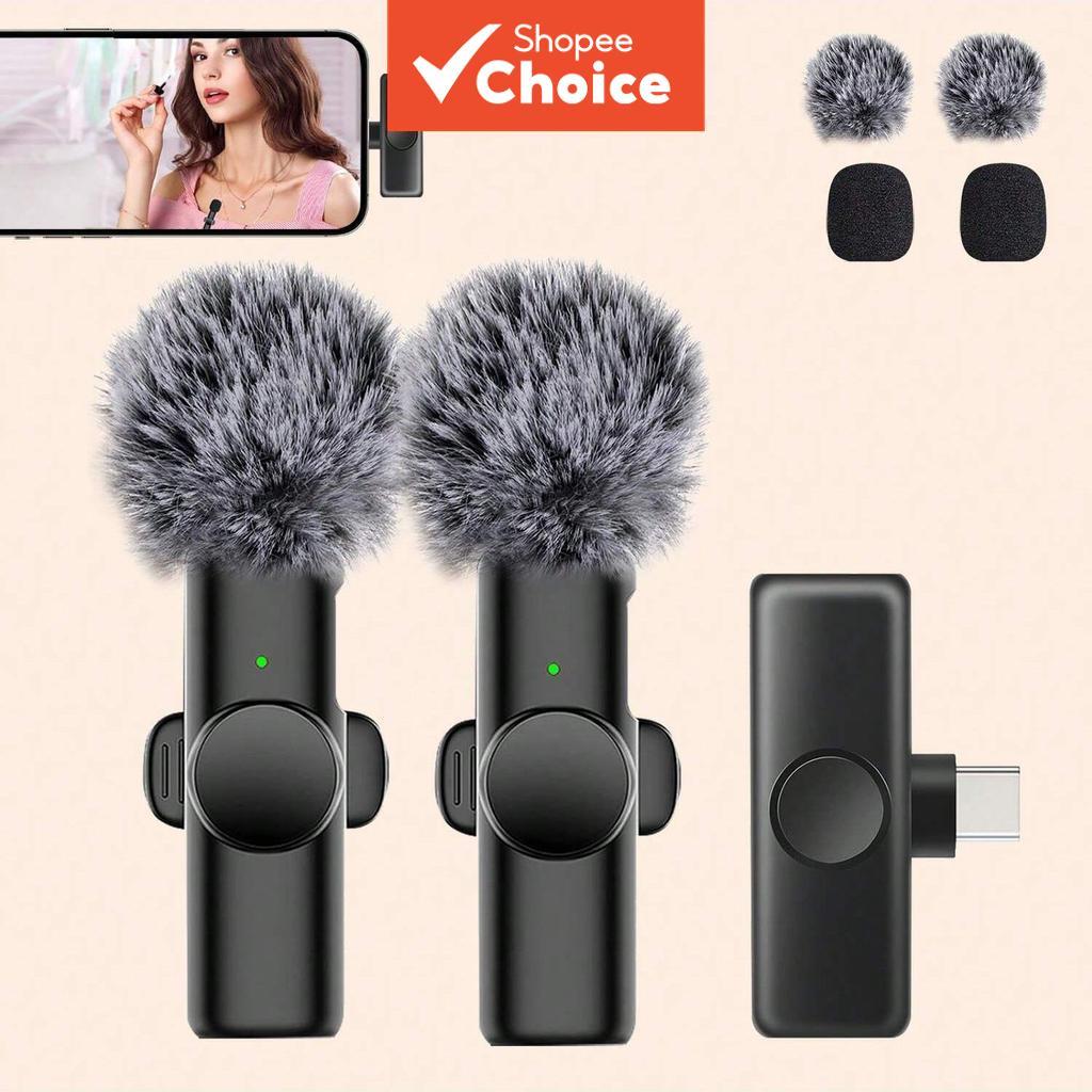 Microfone de lapela sem fio para telefone/iPad/Type-C 2.4G, atraso ultrabaixo, redução de ruído, áudio X
