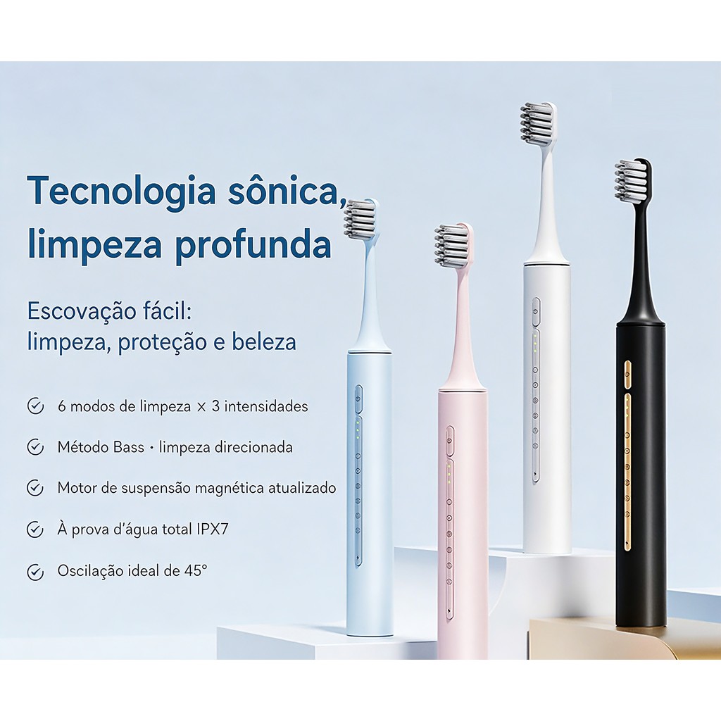 Escova De Dentes Elétrica Para adultos 4 Cabeças Carregamento Sônico Automático Esterilização Cerdas Macias